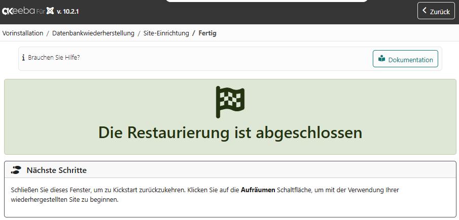 Bild 11   Die Wiederherstellung ist abgeschlossen