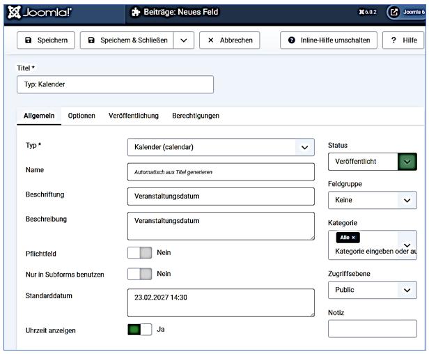 06 Benutzerdefiniertes Feld Typ Kalender